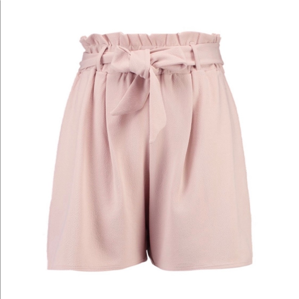 NWT Plus Kelly Paper Bag Waist Tailored Short Pink